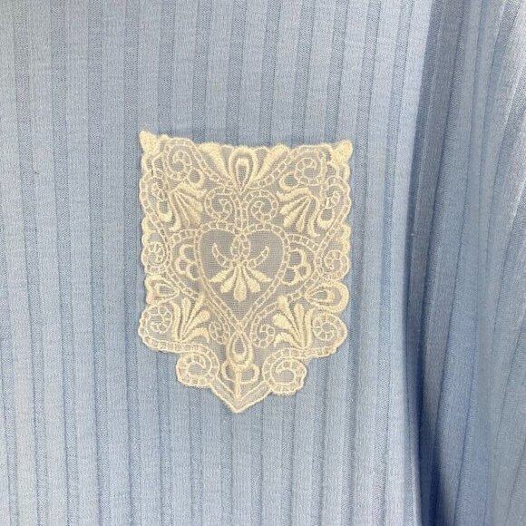 Vanity Fair Ribbed Striped Short Sleeve Night Shirt Blue One Size - Picture 2 of 5